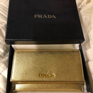 Prada Gold Passport case wallet - Brand New